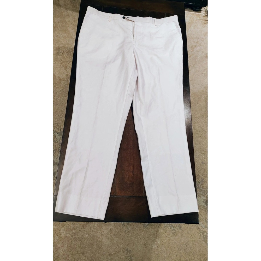 Giovanni Testi Mens White Dress Pants Hand Tailored Flat Front Size 40R NWT